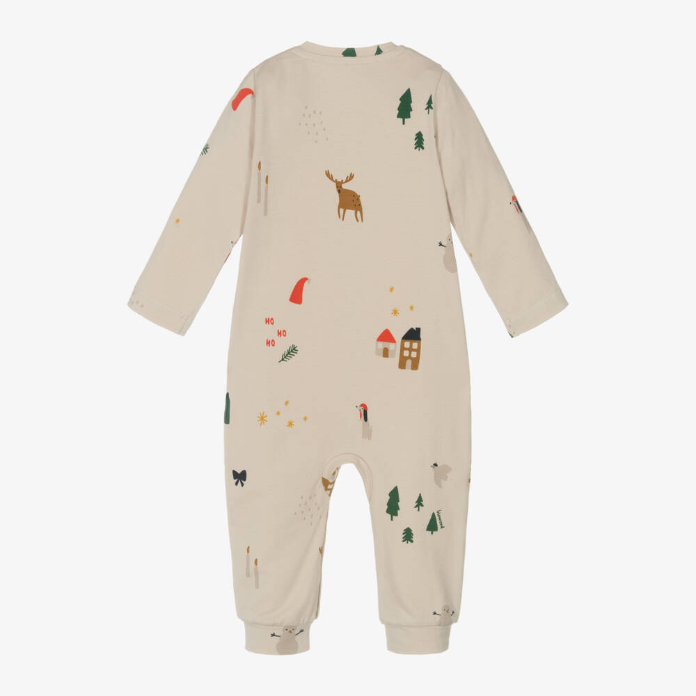 Liewood-Girls Festive Beige Cotton Romper | Childrensalon Outlet