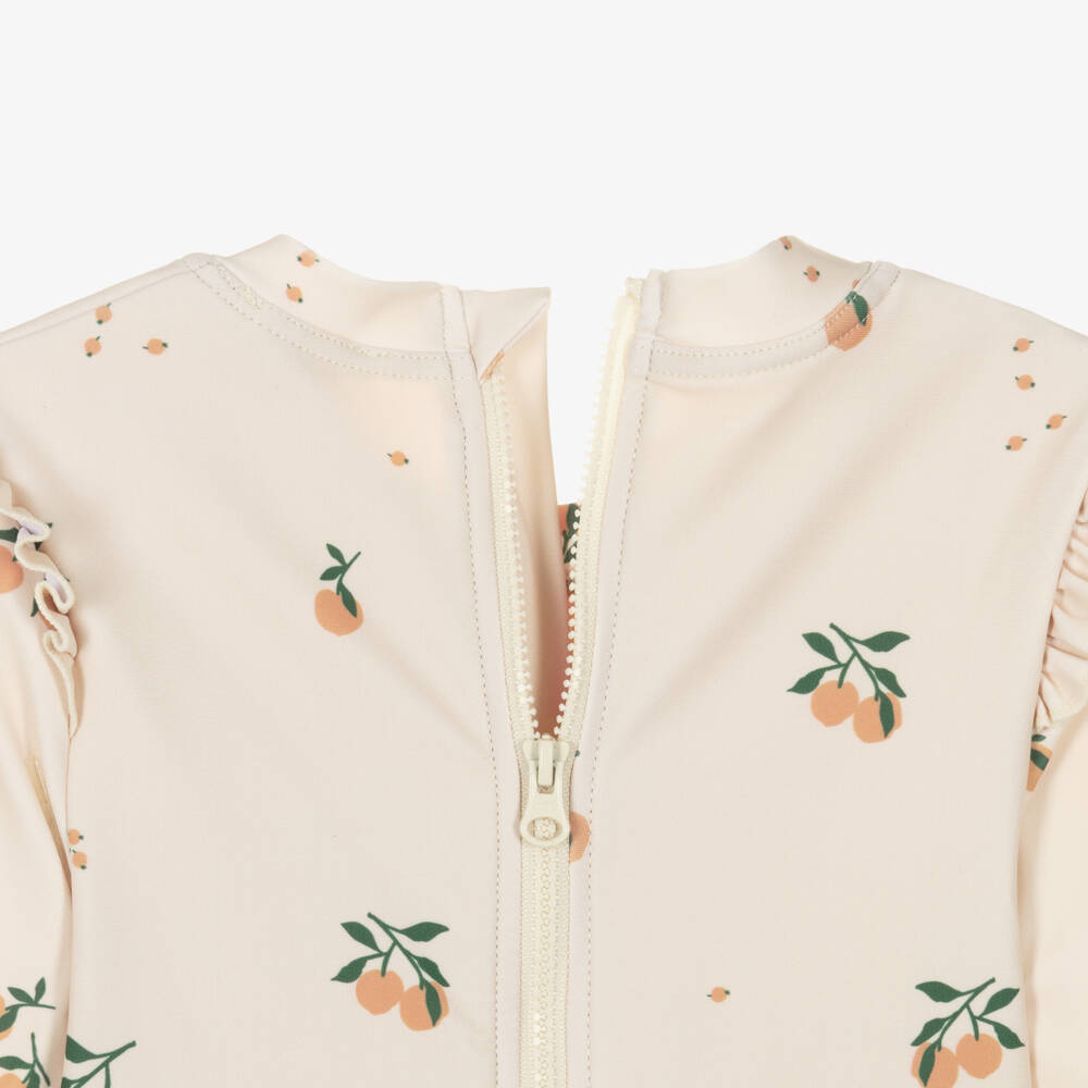 Liewood-Girls Ivory Swimsuit with Peach Print | Childrensalon Outlet