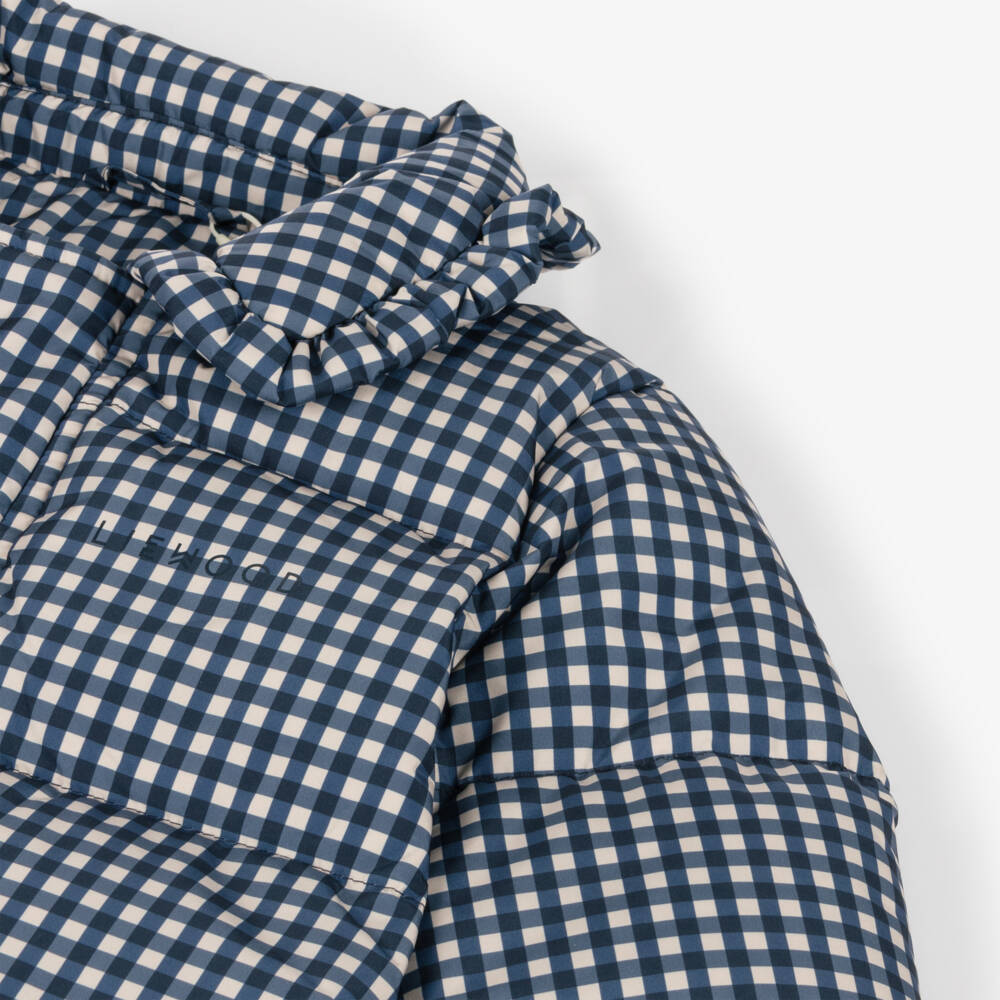 Liewood-Girls Navy Checked Padded Jacket | Childrensalon Outlet