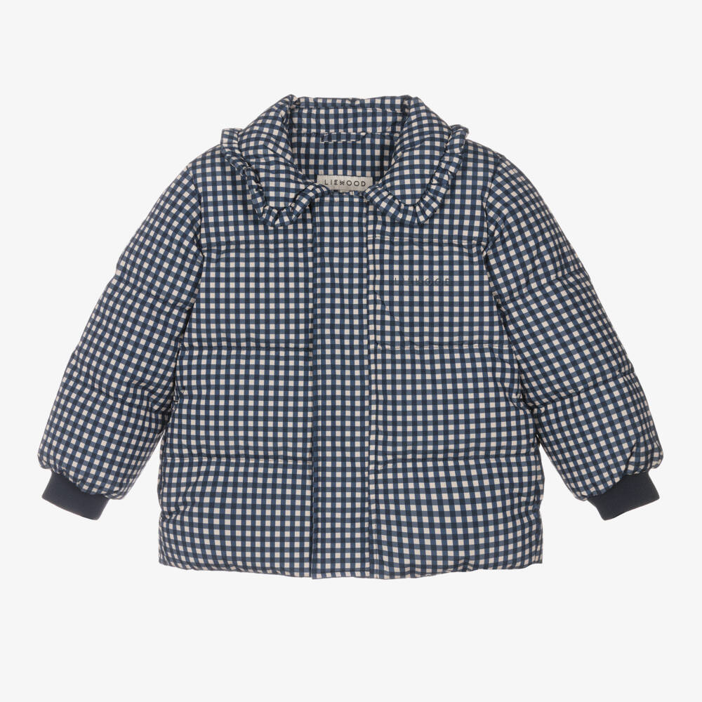 Liewood-Girls Navy Checked Padded Jacket | Childrensalon Outlet