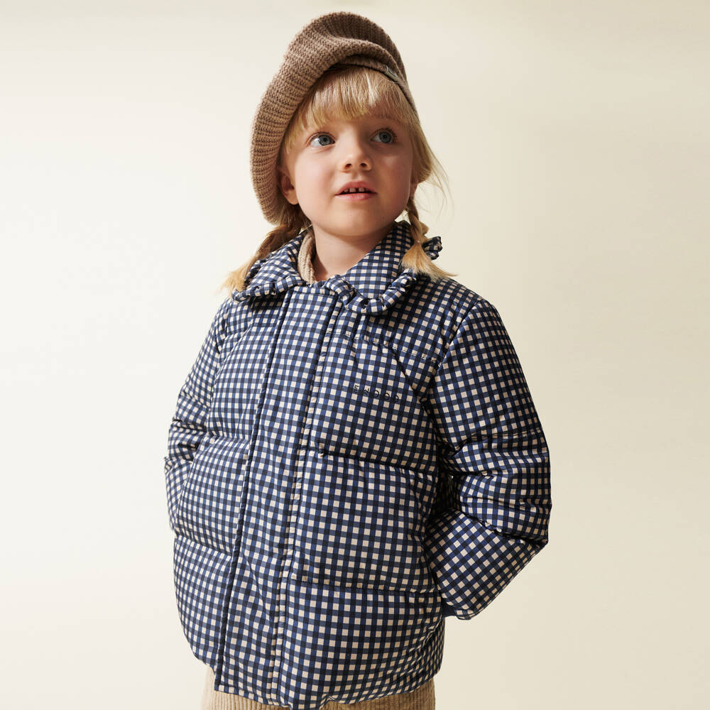 Liewood-Girls Navy Checked Padded Jacket | Childrensalon Outlet