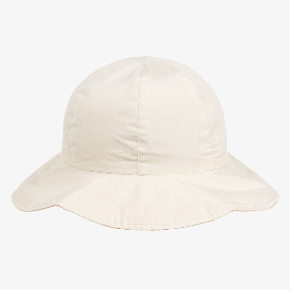 Liewood-قبعة للشمس بوجهين قطن لون بيج وزهري للبنات | Childrensalon Outlet