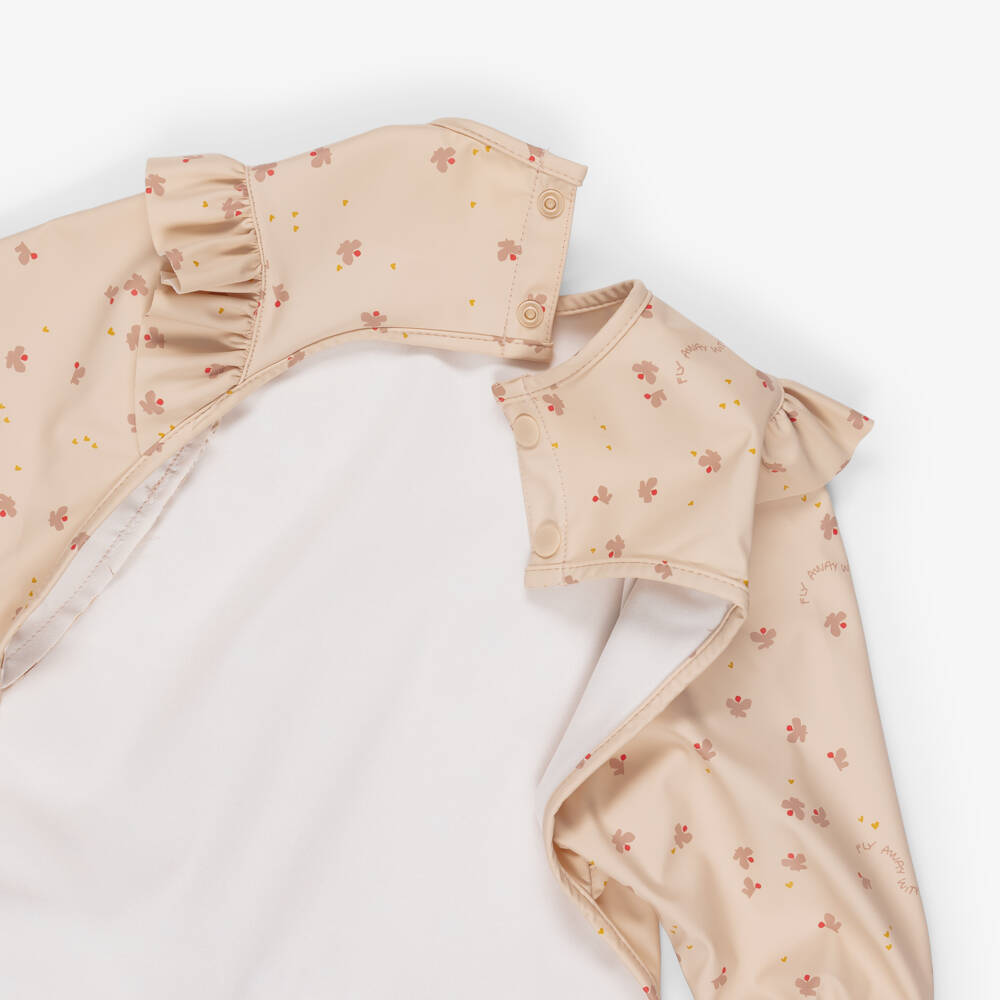 Liewood-Girls Pink Butterfly Apron Bib with Ruffles | Childrensalon Outlet