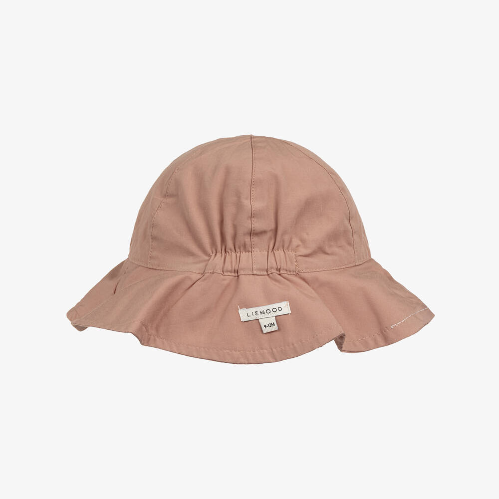Liewood-Girls Pink Cotton Heart Print Reversible Sun Hat | Childrensalon Outlet