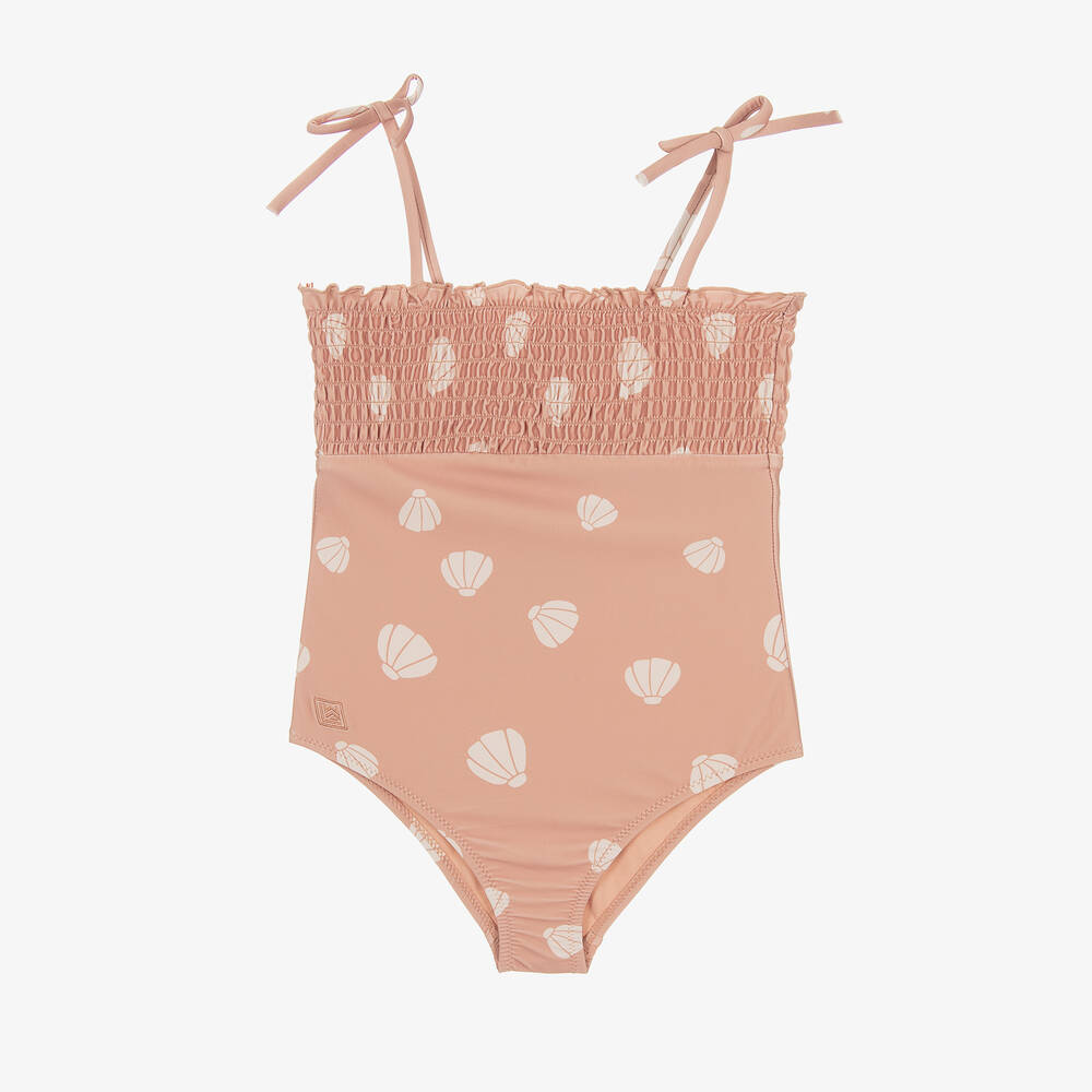 Liewood-Girls Pink Shell Print Swimsuit (UPF40+) | Childrensalon Outlet