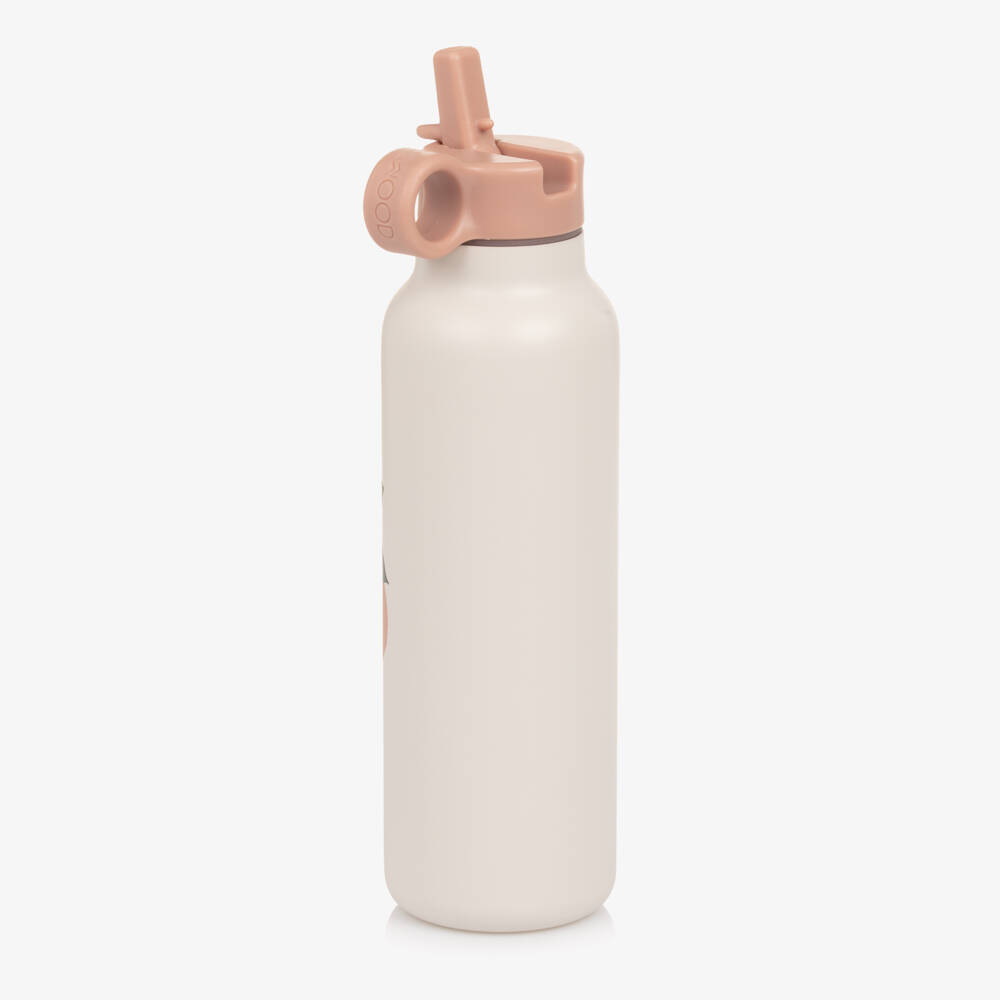 Liewood-Girls Pink Stainless Steel Water Bottle with Peach Motif (22cm) | Childrensalon Outlet