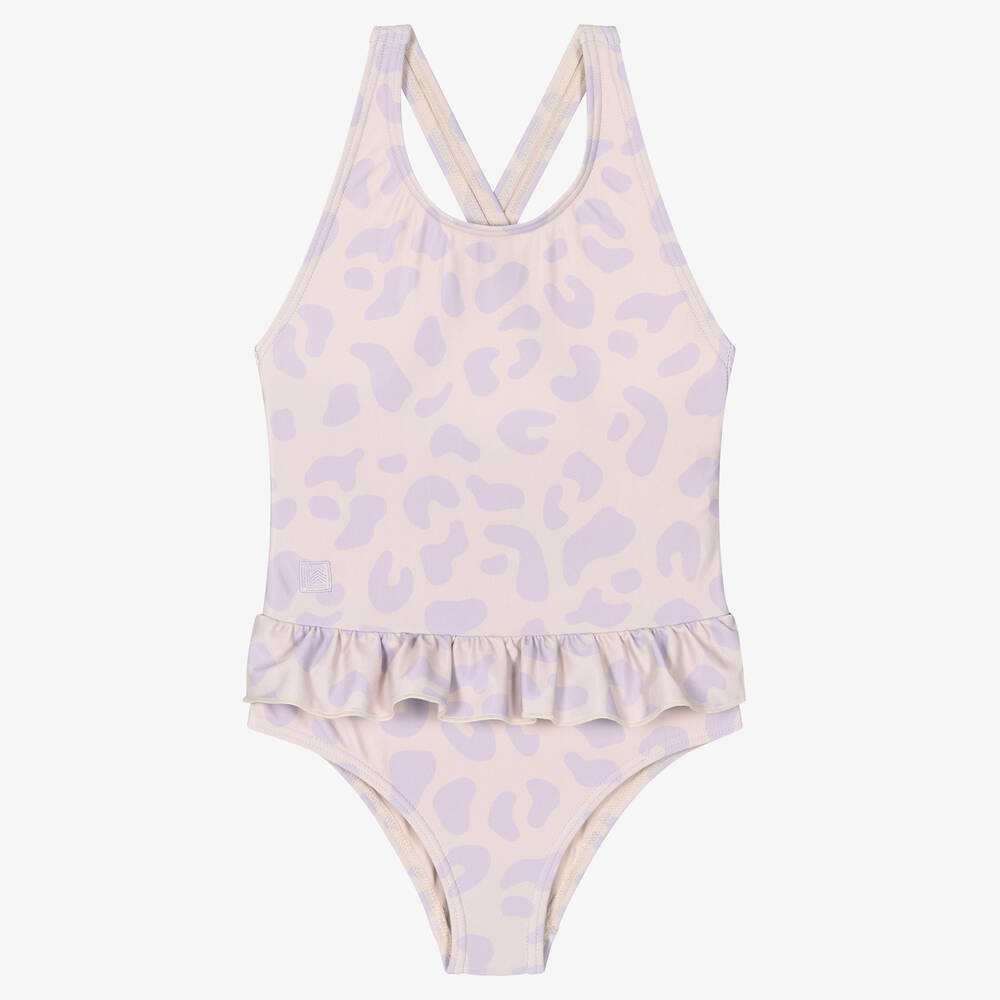 Liewood - Girls Purple Leopard Amara Swimsuit (UPF40+) | Childrensalon
