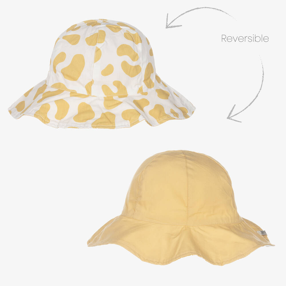 Liewood - Girls Yellow Leopard Reversible Hat | Childrensalon