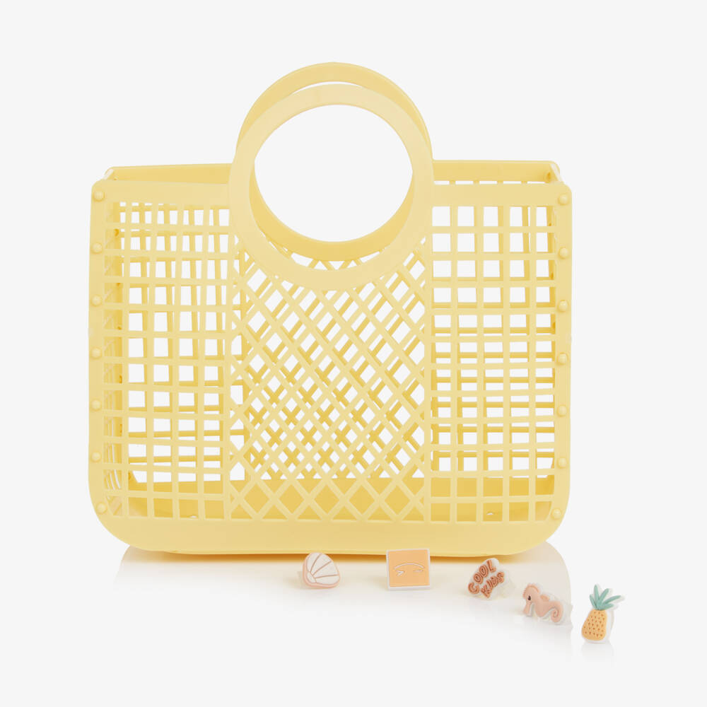 Liewood-Girls Yellow Medium Basket Bag with Charms | Childrensalon Outlet