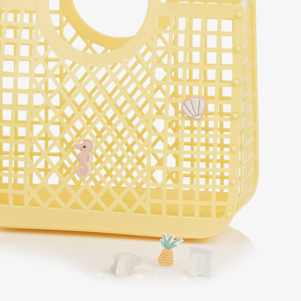 Liewood-Girls Yellow Medium Basket Bag with Charms | Childrensalon Outlet