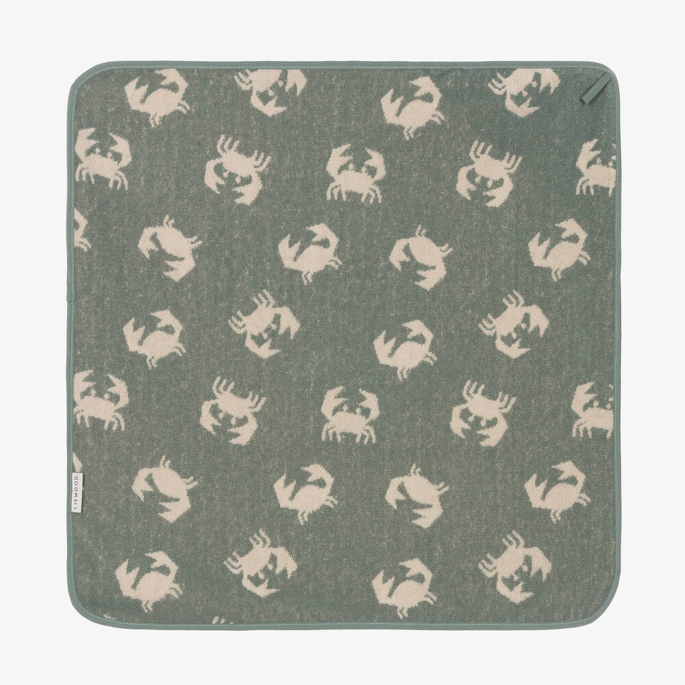 ليوود-منشفة هودي قطن لون أخضر وبيج للأطفال (70 سم) | Childrensalon Outlet