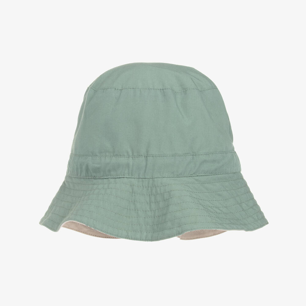 Liewood-Green & Beige Reversible Cotton Sun Hat | Childrensalon Outlet