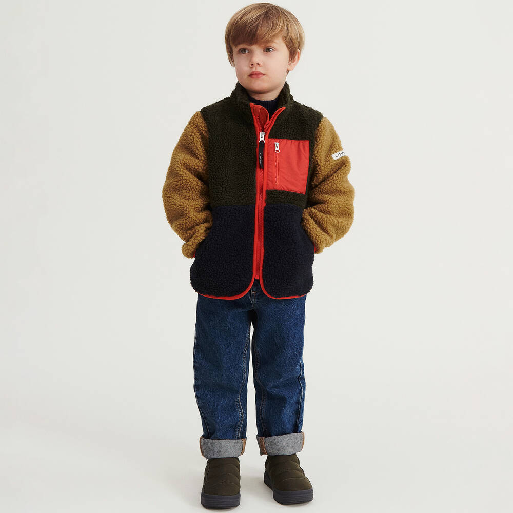 Colour block teddy jacket shop