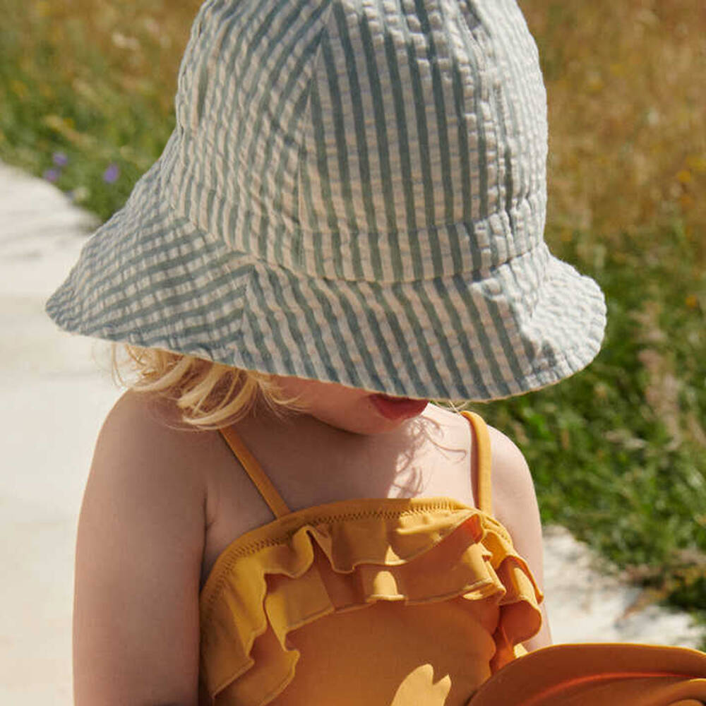 Liewood Green Striped Cotton Baby Hat Childrensalon Outlet