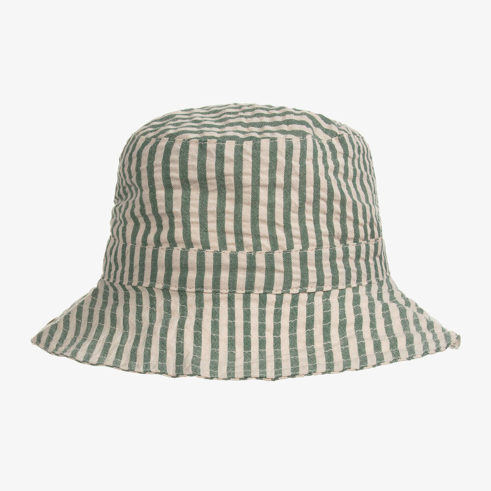 Liewood - Green Striped Cotton Baby Hat | Childrensalon