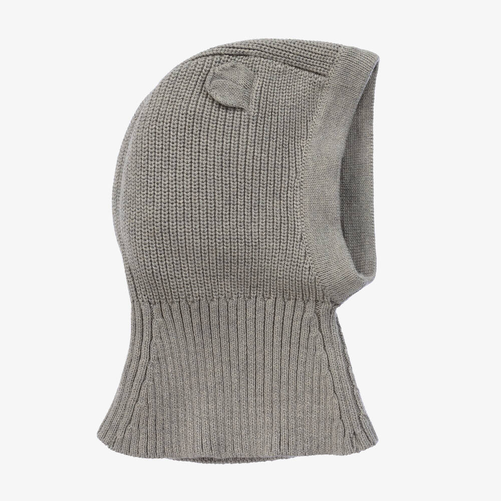 Liewood - Grey Organic Cotton Knitted Balaclava | Childrensalon