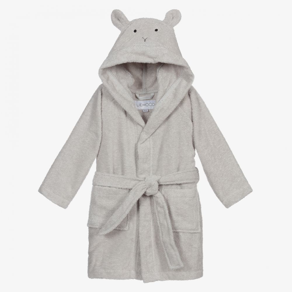 Liewood - Grey Rabbit Towelling Bathrobe | Childrensalon