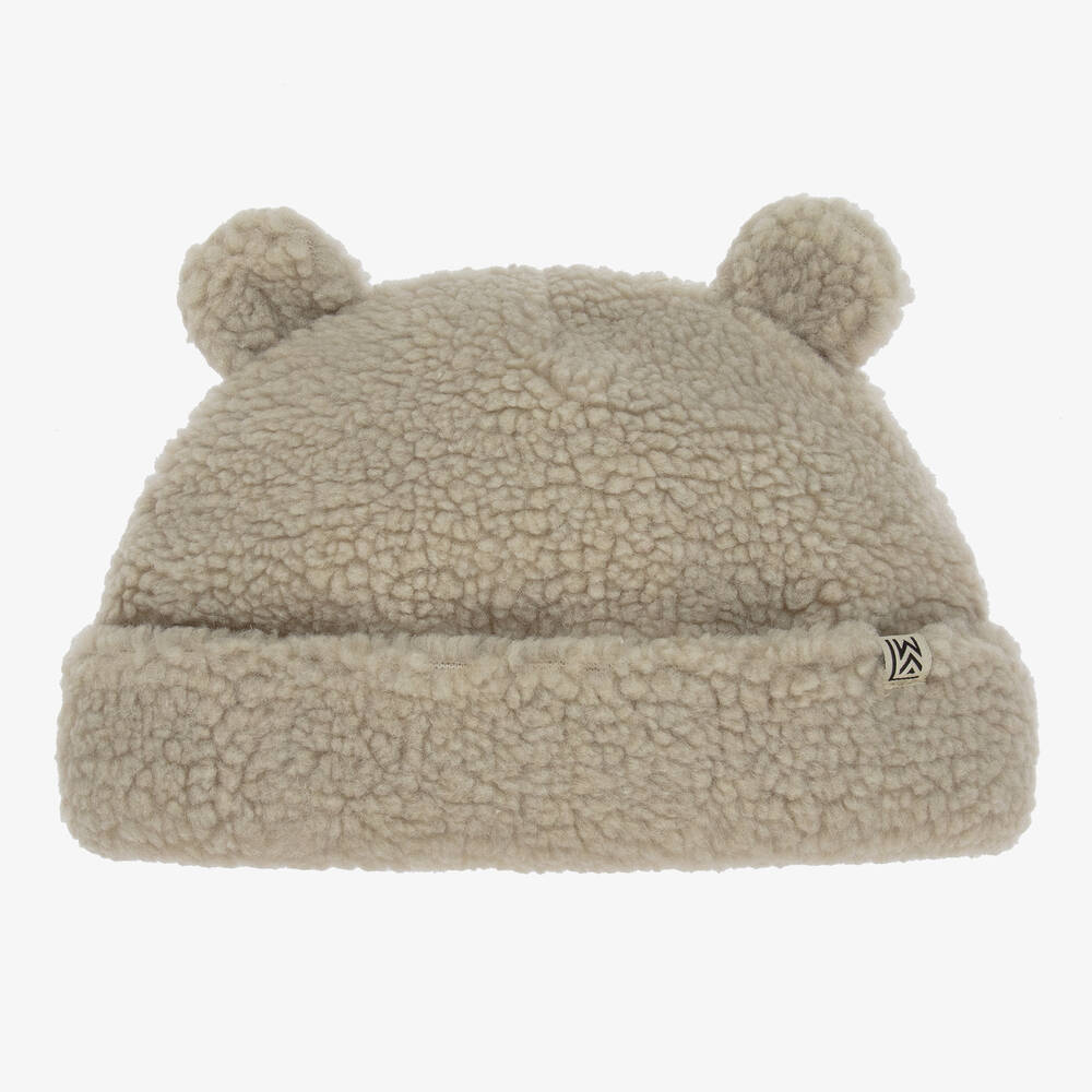 Liewood - Grey Sherpa Fleece Teddy Ears Beanie Hat | Childrensalon