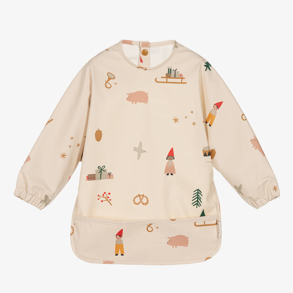 Liewood-Ivory Christmas Apron Bib | Childrensalon Outlet