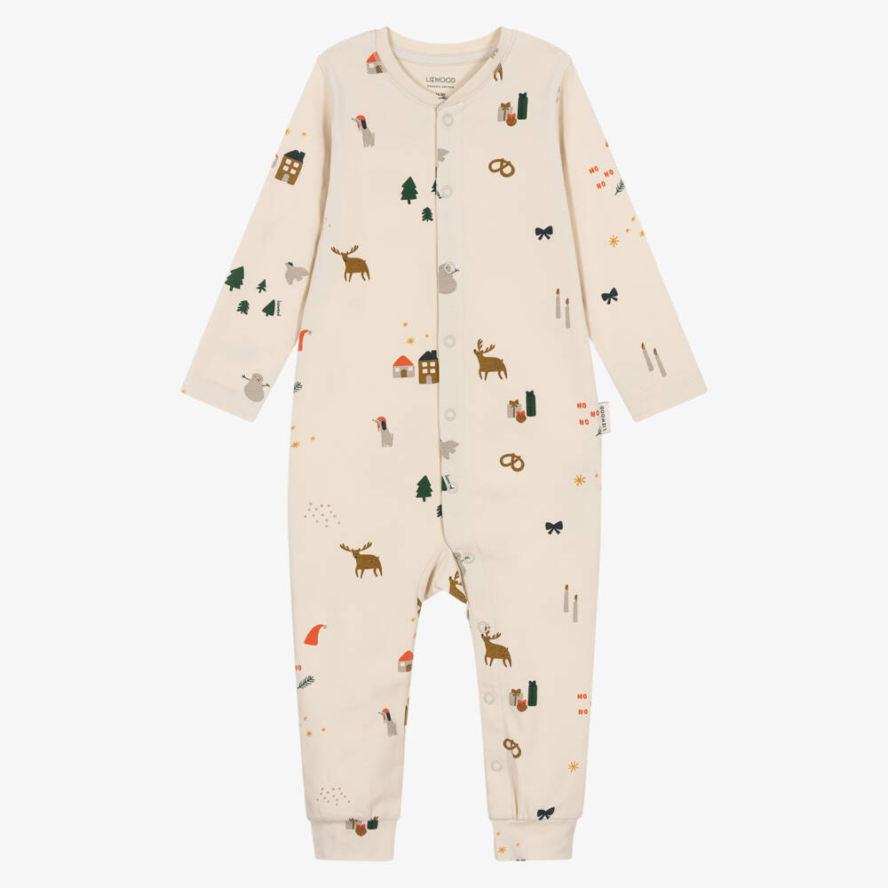 Liewood-Ivory Christmas Babygrow Without Feet | Childrensalon Outlet