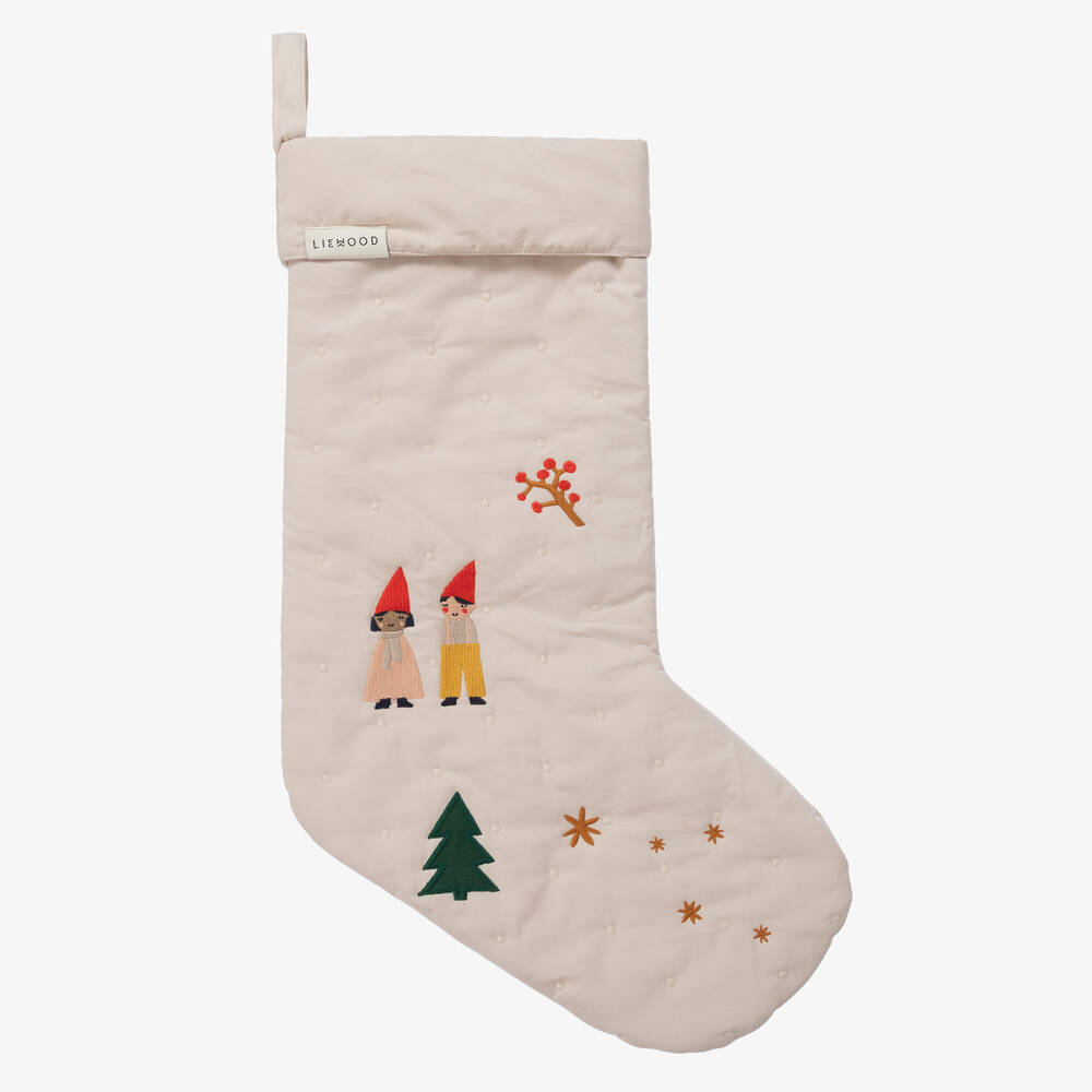 Liewood - Ivory Embroidered Christmas Stocking (56cm) | Childrensalon