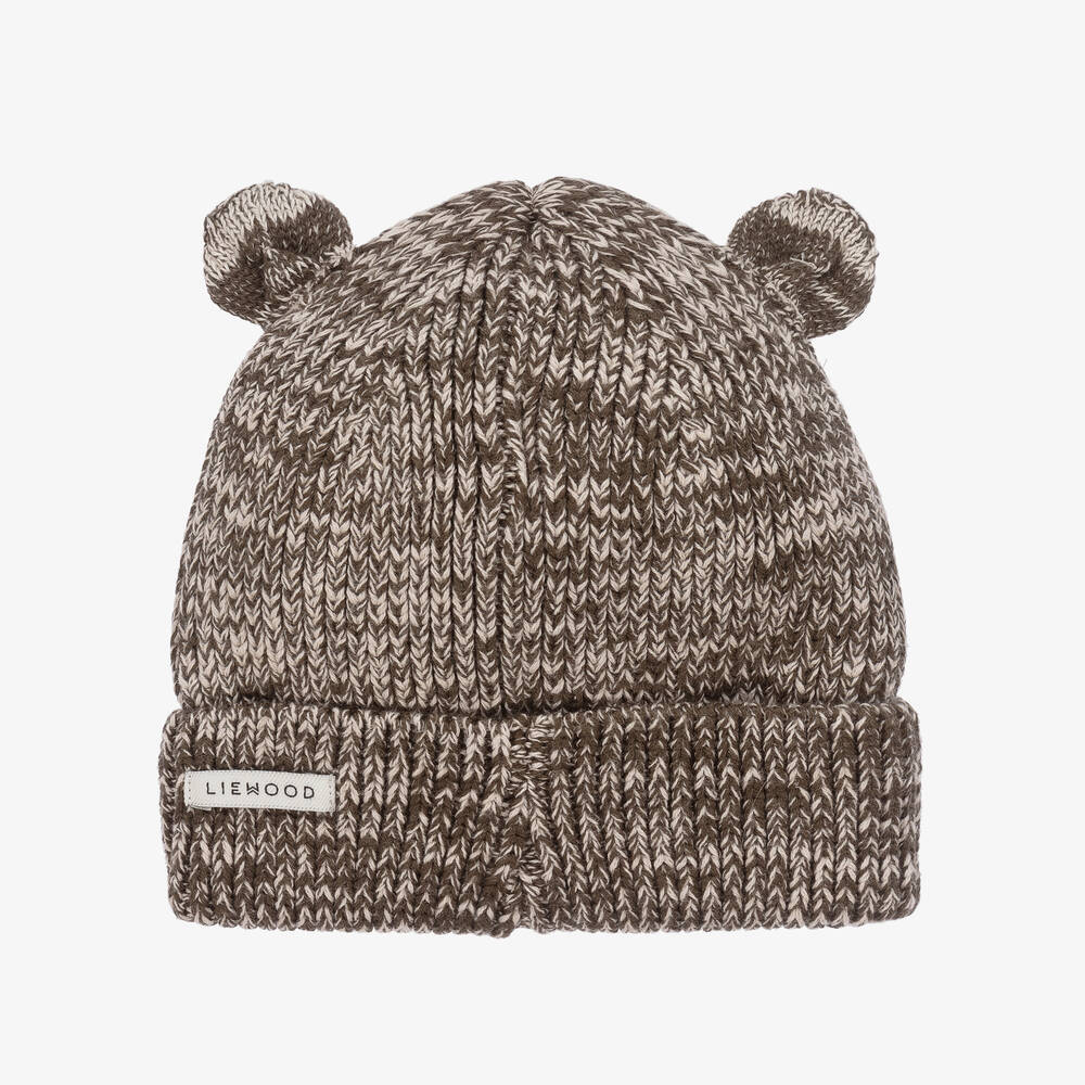 ليوود-قبعة بيني قطن عضوي محبوك لون أخضر كاكي وعاجي | Childrensalon Outlet