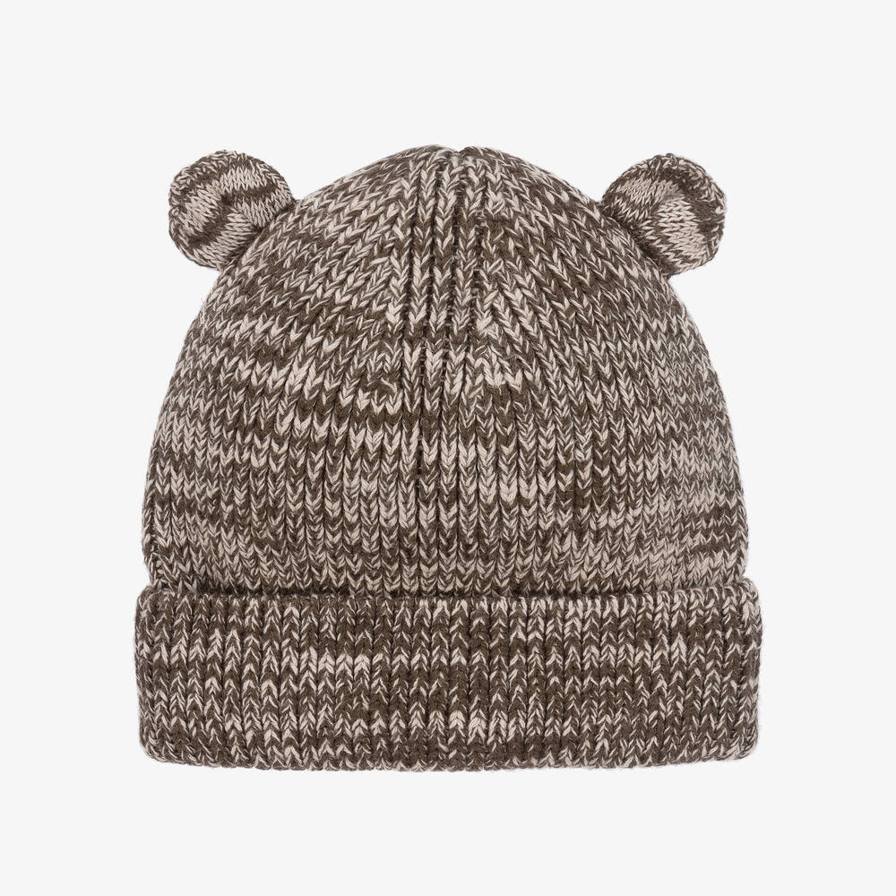 Liewood - Khaki Green & Ivory Knitted Beanie Hat | Childrensalon