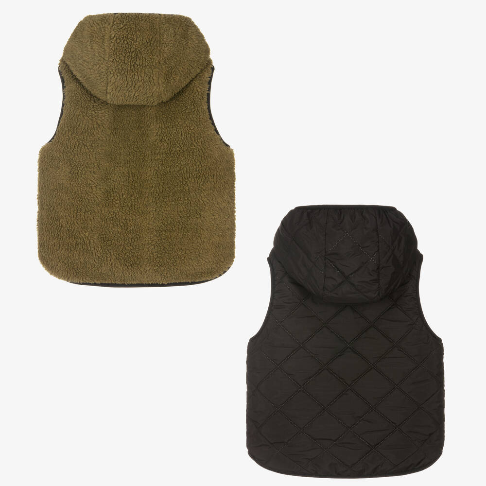 Liewood-Khaki Green Reversible Gilet | Childrensalon Outlet
