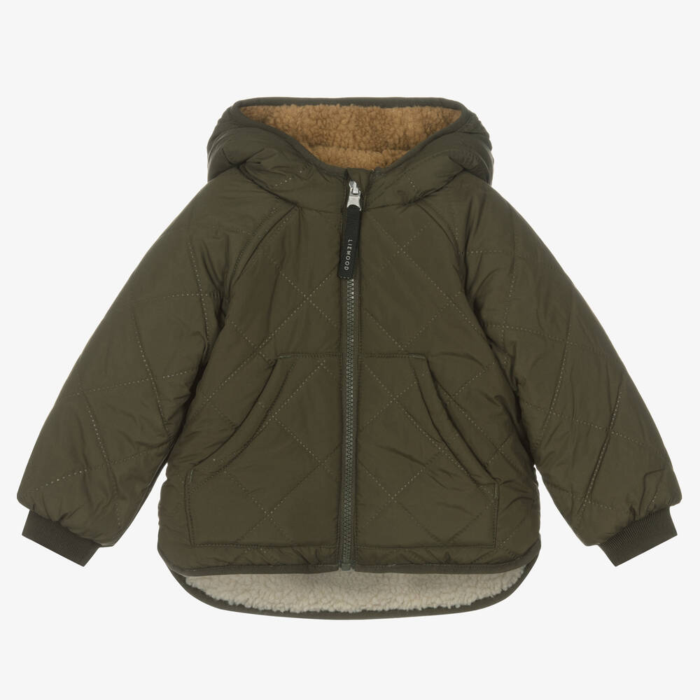 Liewood-Khaki Green Reversible Hooded Jacket | Childrensalon Outlet