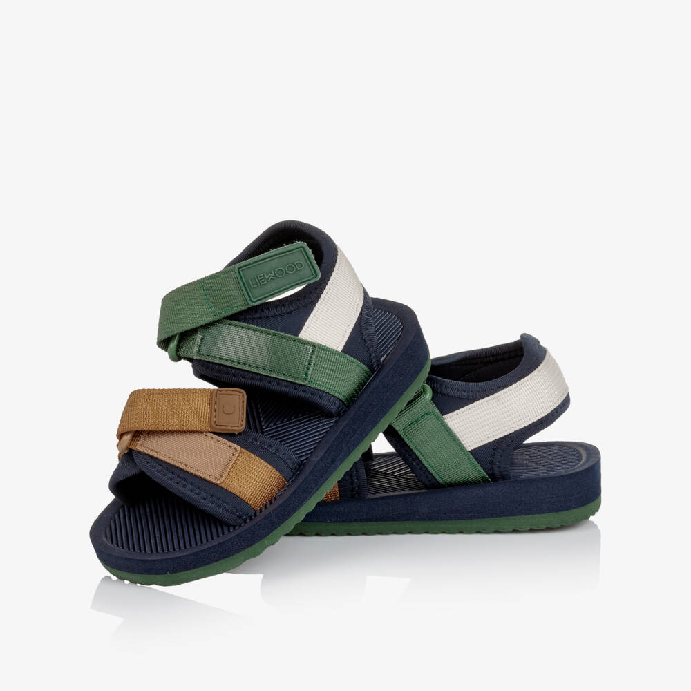 Liewood-Navy Blue Velcro Sandals with Colourblock Straps | Childrensalon Outlet