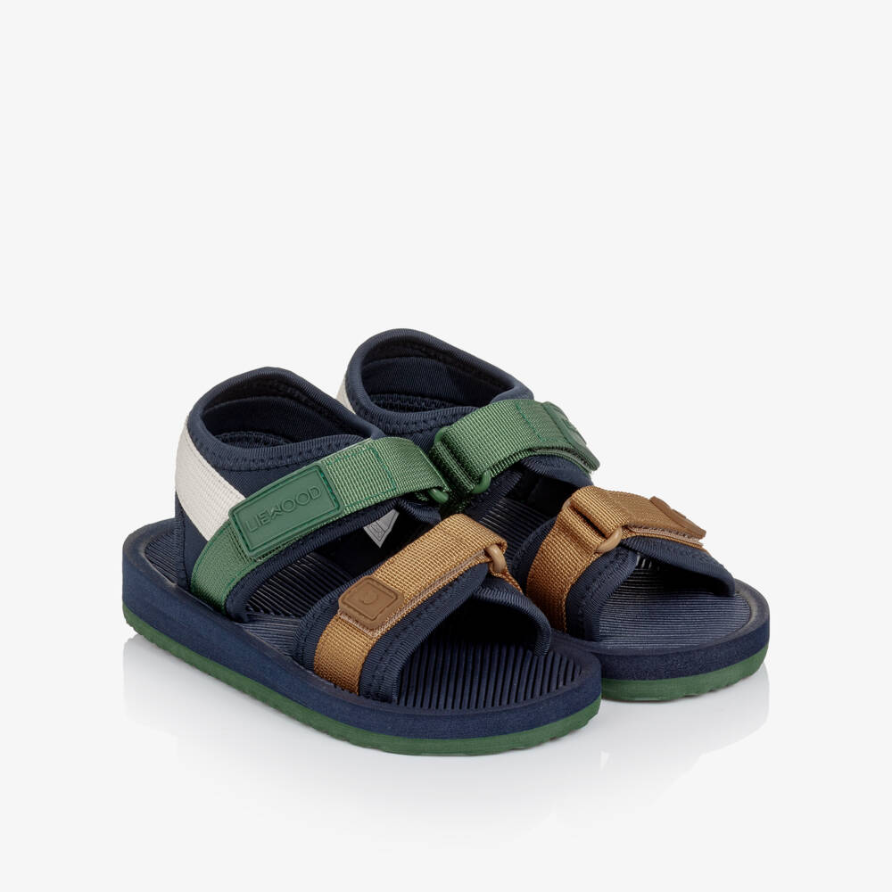 Liewood-Navy Blue Velcro Sandals with Colourblock Straps | Childrensalon Outlet