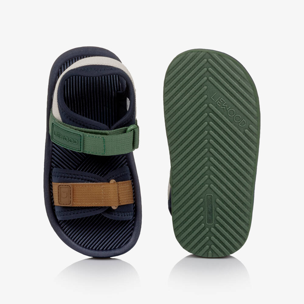 Liewood-Navy Blue Velcro Sandals with Colourblock Straps | Childrensalon Outlet