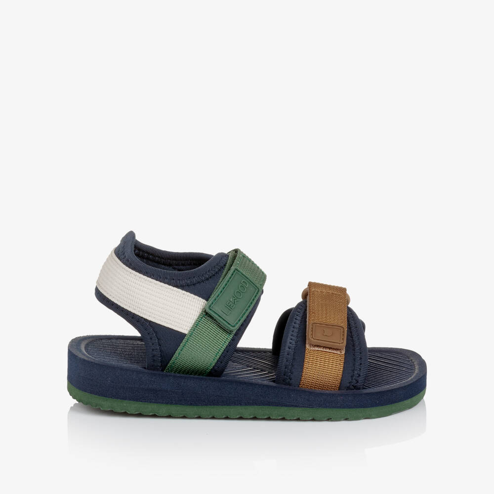 Liewood-Navy Blue Velcro Sandals with Colourblock Straps | Childrensalon Outlet