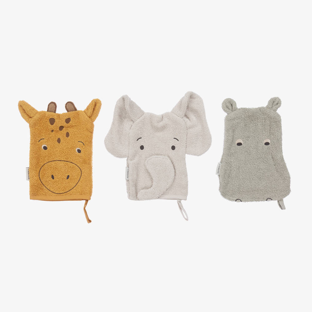 Liewood-Organic Cotton Towelling Washcloths (3 Pack) | Childrensalon Outlet