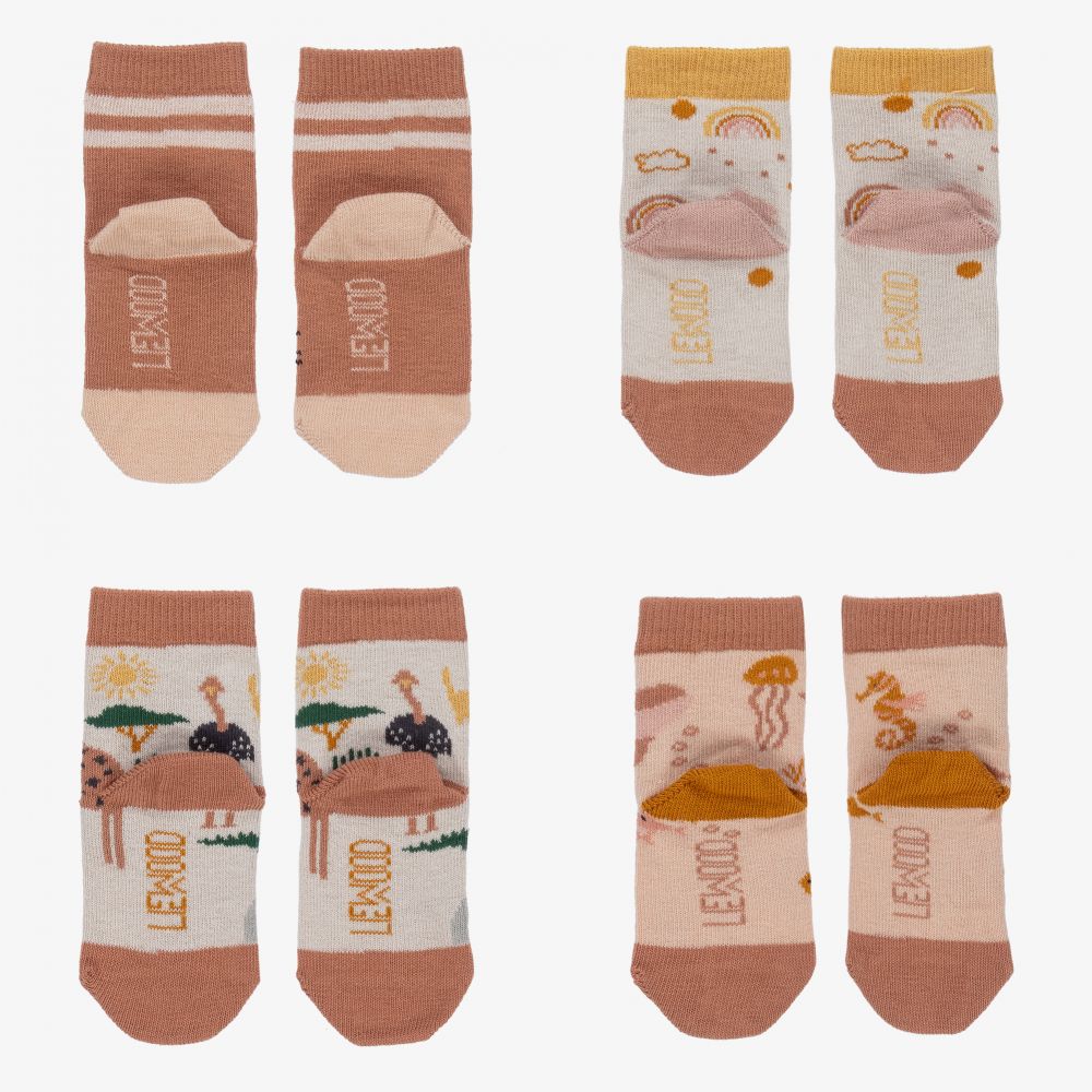 ليوود-جوارب مزيج قطن لون زهري (عدد 4) | Childrensalon Outlet