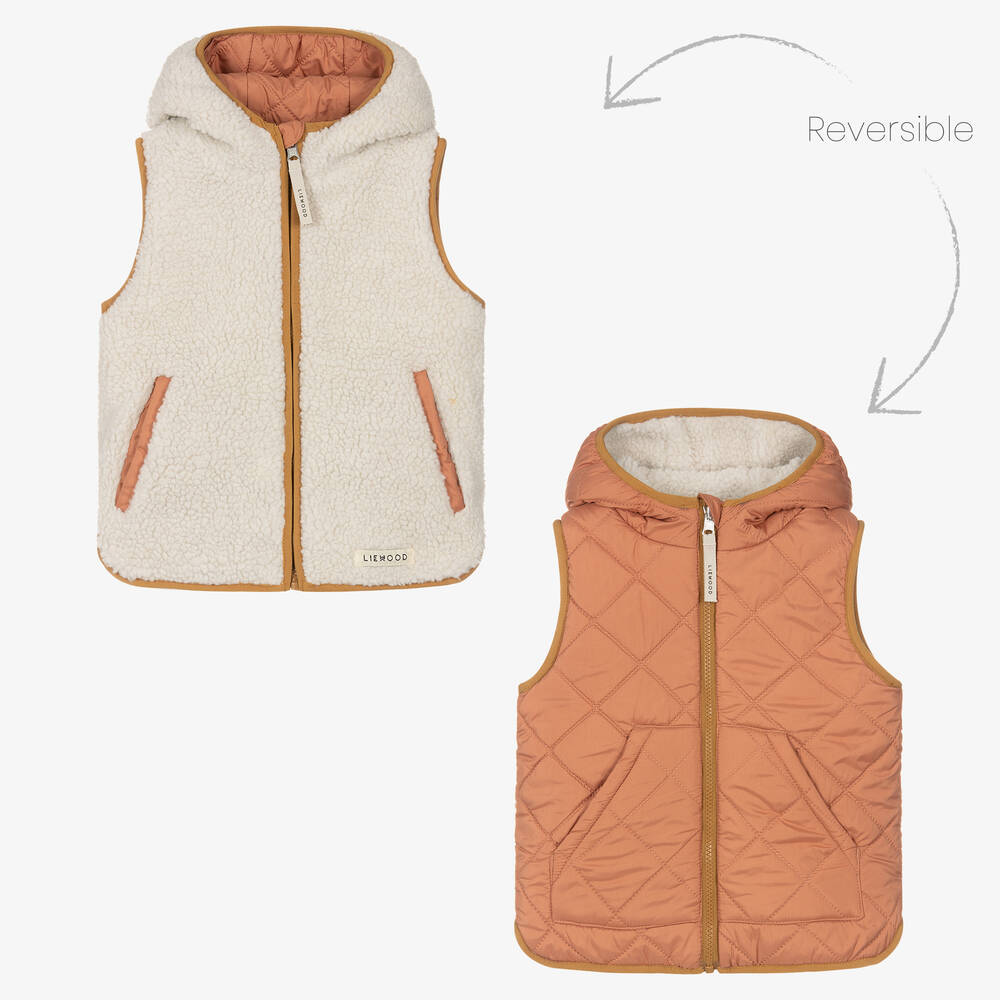 Liewood-Pink & Ivory Reversible Gilet | Childrensalon Outlet