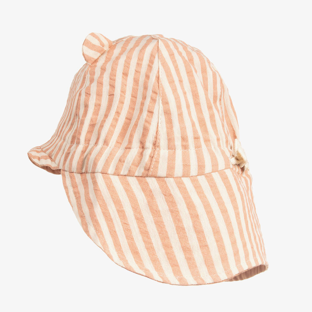 Liewood-قبعة للشمس بوجهين قطن عضوي لون زهري وبيج | Childrensalon Outlet