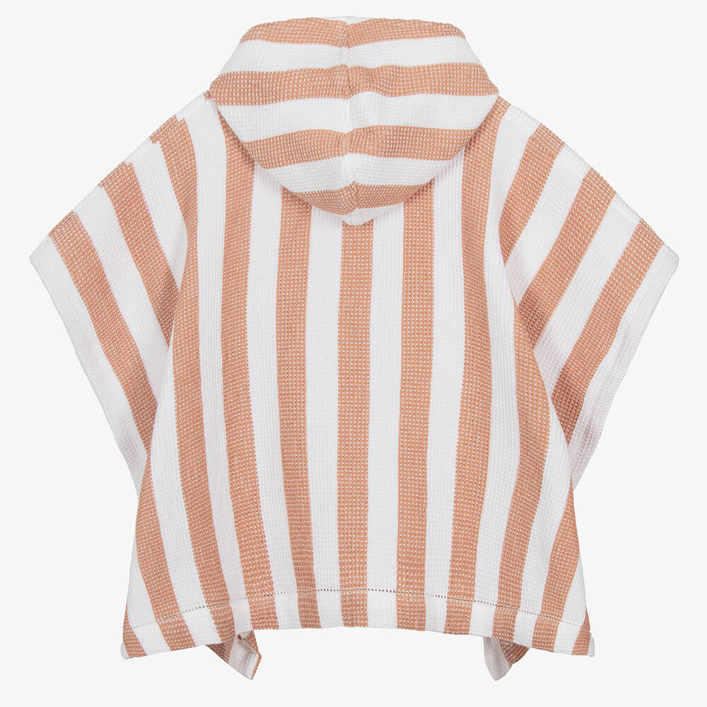 ليوود-منشفة بونشو هودي قطن مقلم لون زهري وأبيض | Childrensalon Outlet