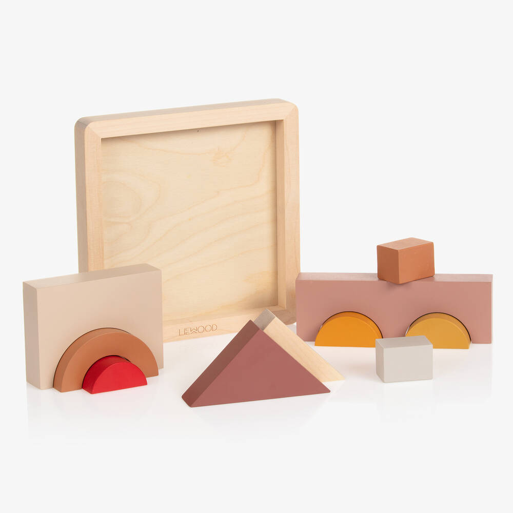 Liewood-Pink Wooden Puzzle Set (20cm) | Childrensalon Outlet
