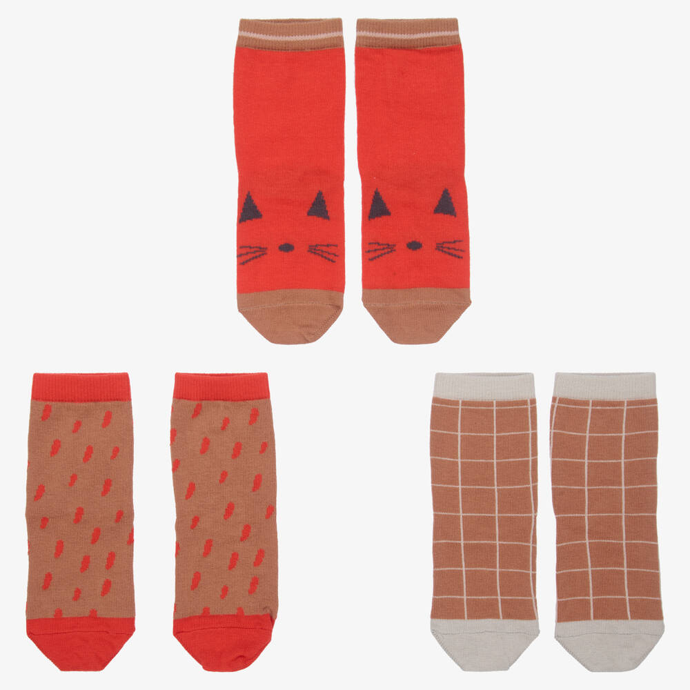 ليوود-Red Cotton Socks (3 Pack) | Childrensalon Outlet