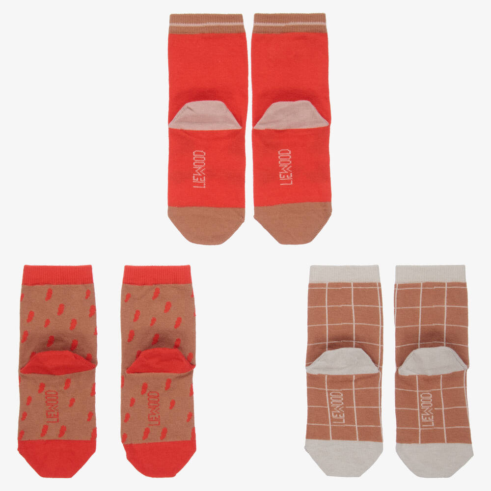 ليوود-Red Cotton Socks (3 Pack) | Childrensalon Outlet