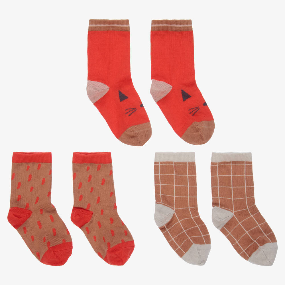 Liewood - Red Cotton Socks (3 Pack) | Childrensalon