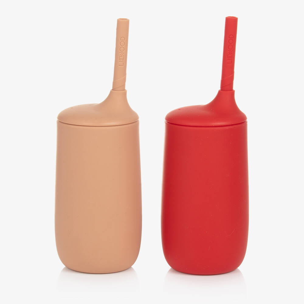 Liewood - Red & Pink Silicone Sippy Cups (2 Pack) | Childrensalon