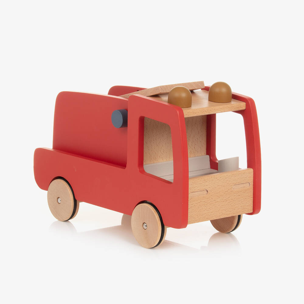 Liewood - Rotes Holz-Feuerwehrspielzeug 27 cm | Childrensalon