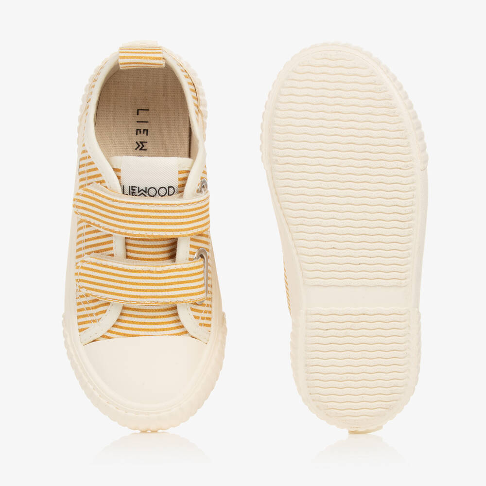 Liewood-Yellow Striped Canvas Velcro Trainers  | Childrensalon Outlet