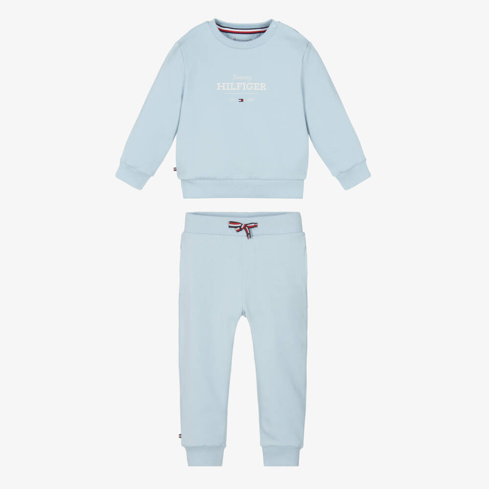 Tommy Hilfiger-Light Blue Cotton Baby Tracksuit | Childrensalon Outlet