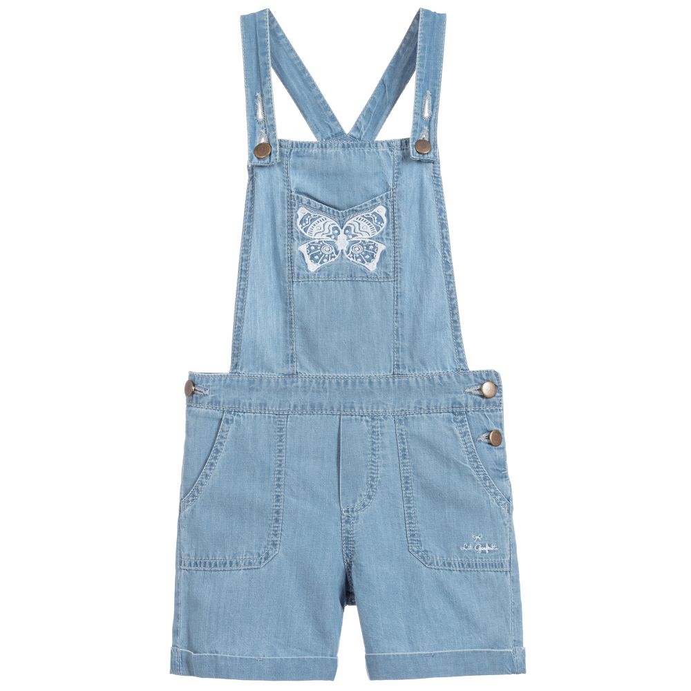 Lili Gaufrette - Blue Chambray Dungaree Shorts | Childrensalon