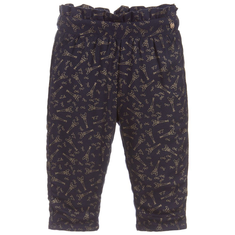 Lili Gaufrette-Girls Blue Viscose Trousers | Childrensalon Outlet