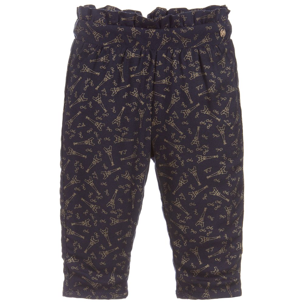 Lili Gaufrette - Girls Blue Viscose Trousers | Childrensalon