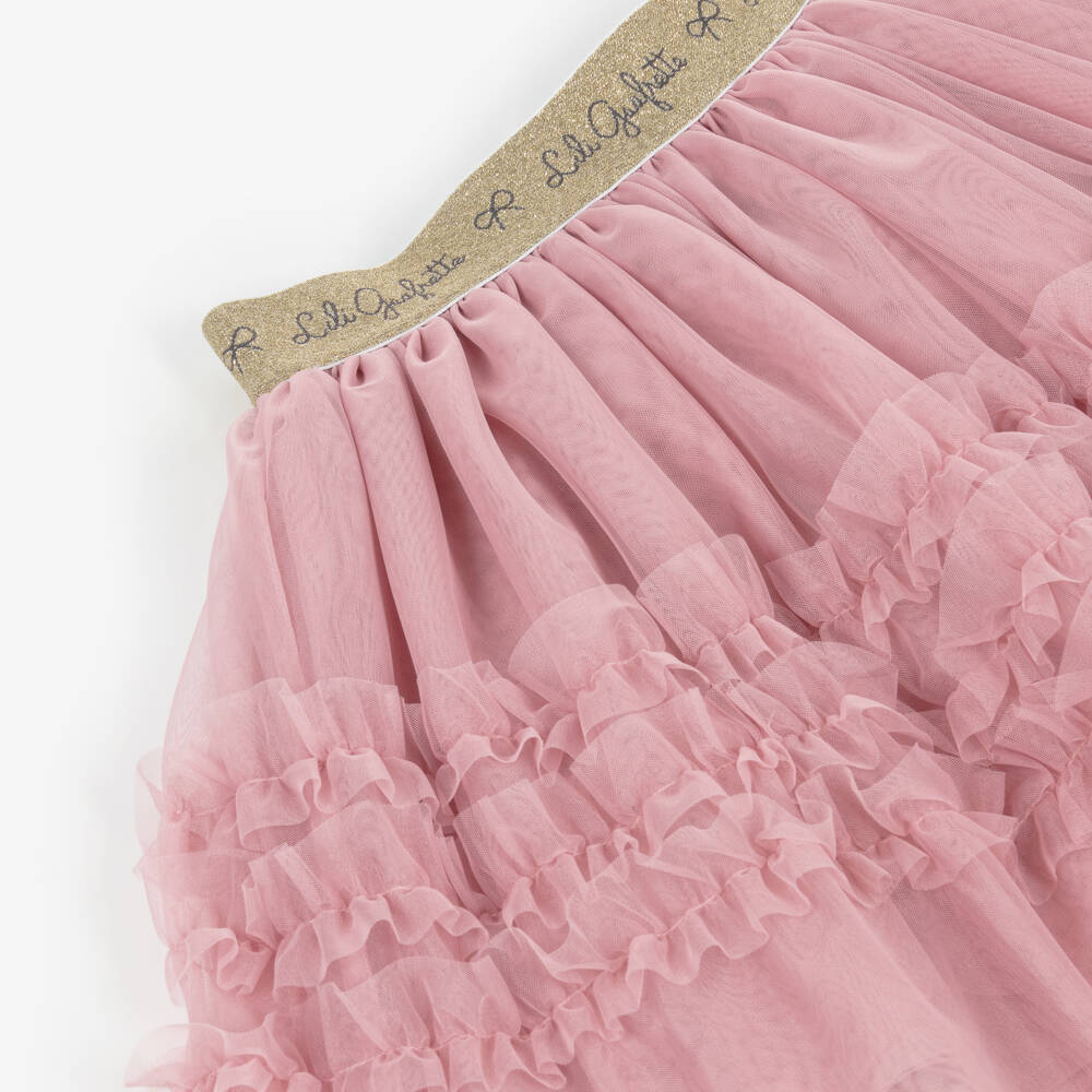 Lili Gaufrette-Юбка из рюшевого тюля для девочек в нежно-розовом цвете | Childrensalon Outlet